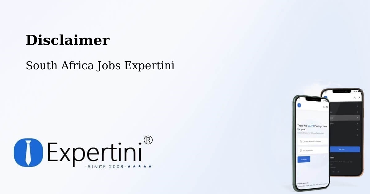 Disclaimer – Vrede - South Africa Jobs Expertini